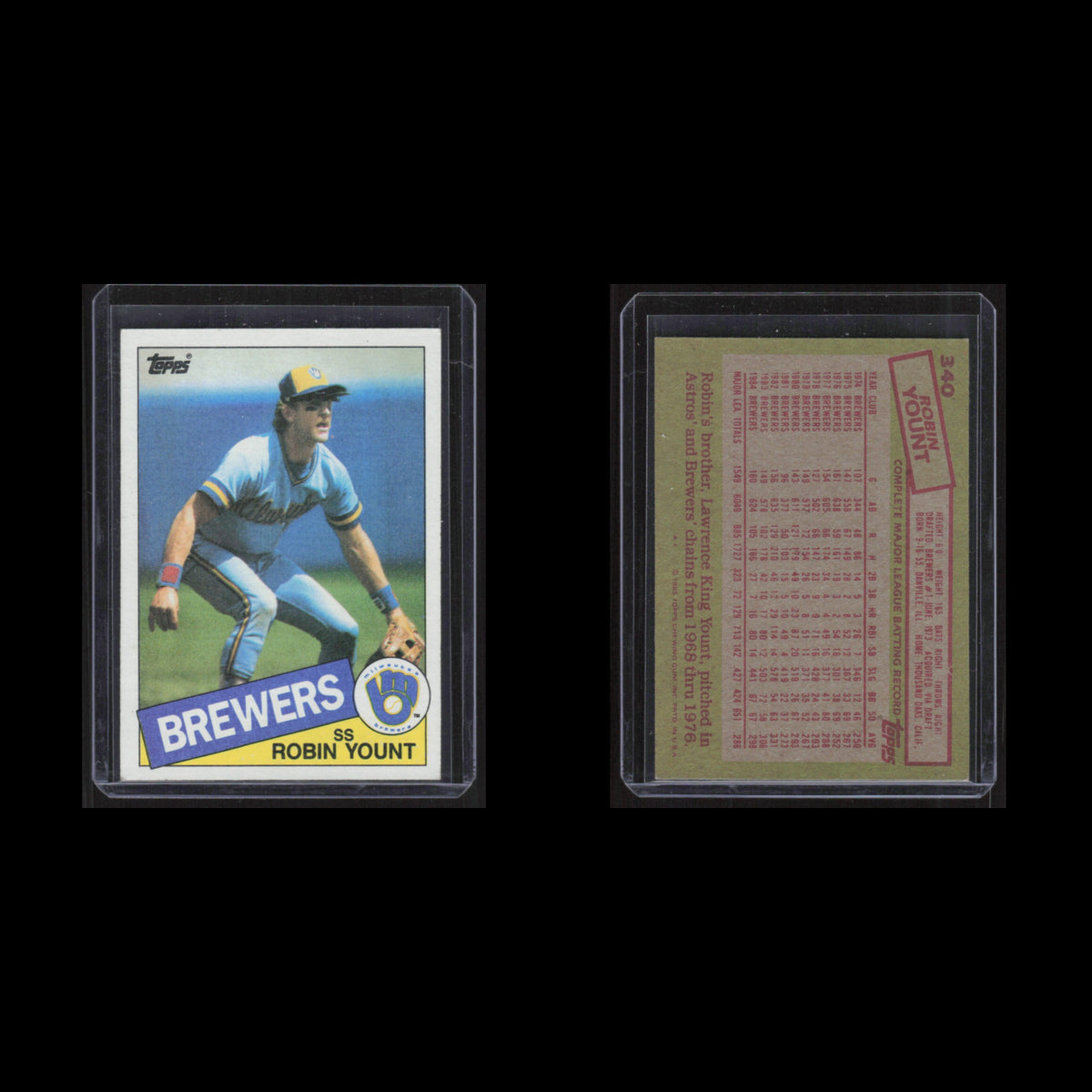 Robin Yount #340 1985 Topps Milwaukee Brewers Baseball Card MLB NM