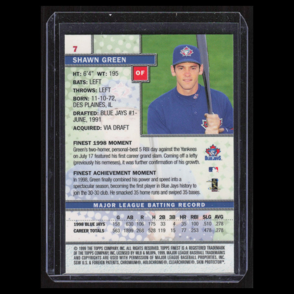 Shawn Green #7 1999 Finest Toronto Blue Jays Baseball Card MLB NM