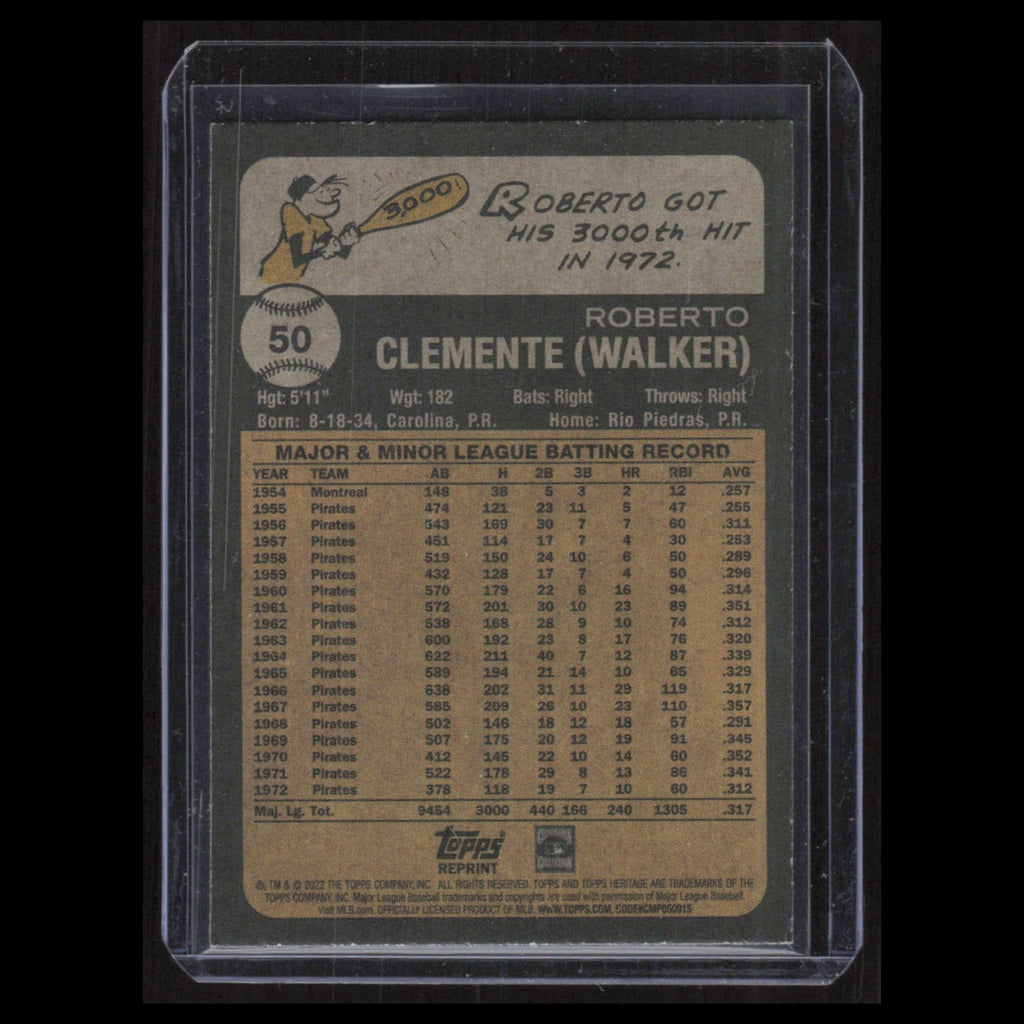 Roberto Clemente #50 2022 Topps Heritage Pittsburgh Pirates Baseball Card MLB NM
