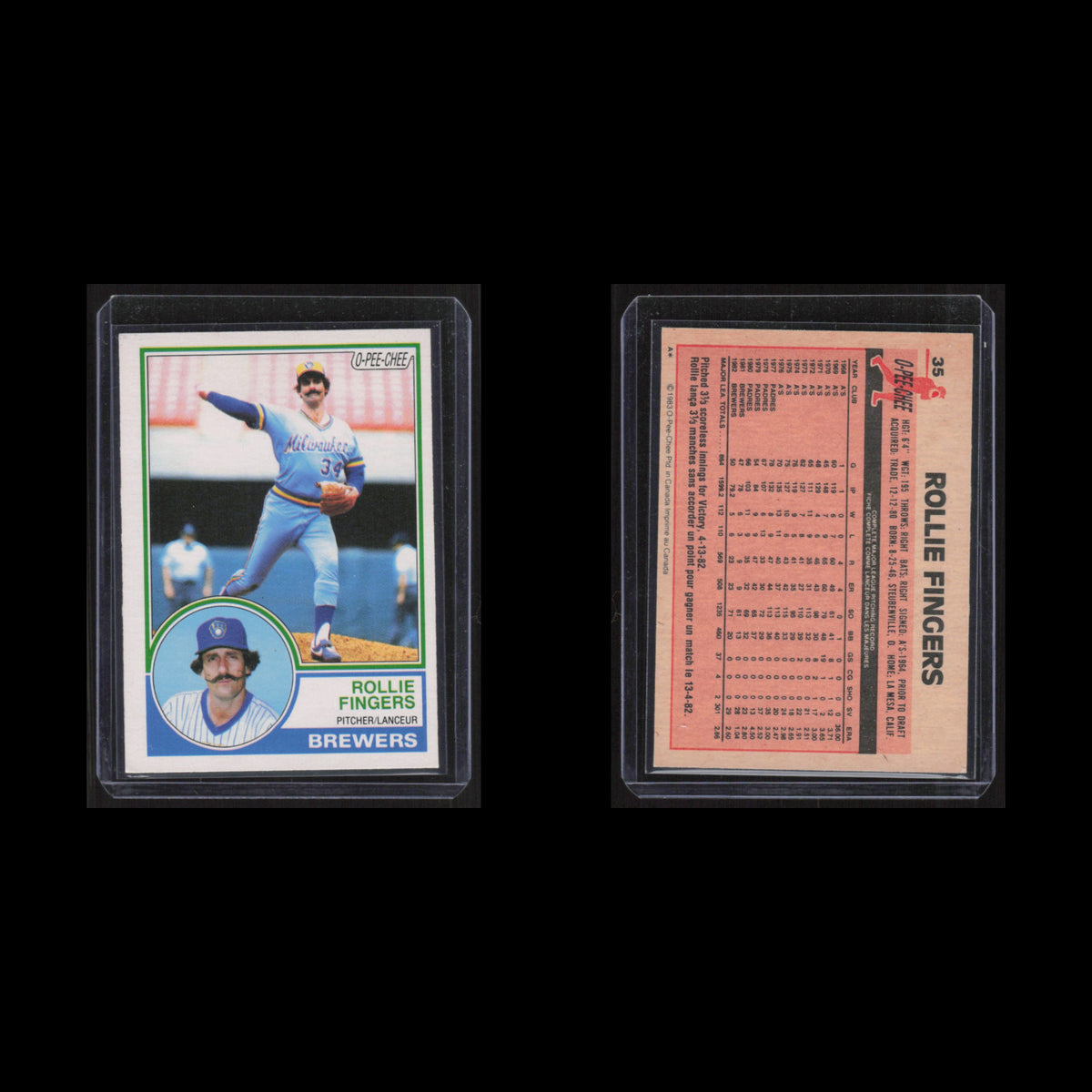Rollie Fingers #35 1983 O-Pee-Chee Milwaukee Brewers Baseball Card MLB NM