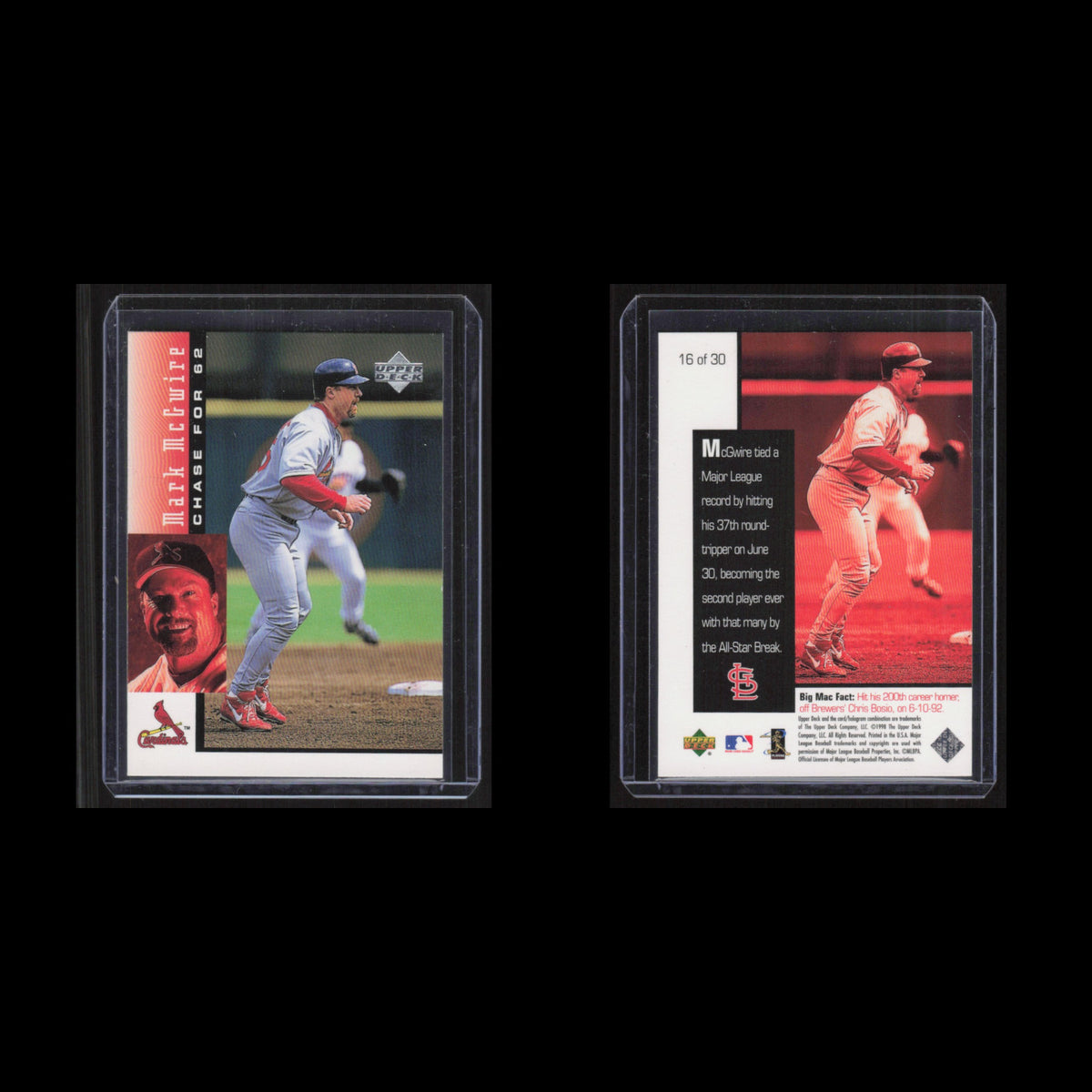 Mark McGwire #16 1998 Upper Deck Mark McGwires Chase for 62 St. Louis Cardinals