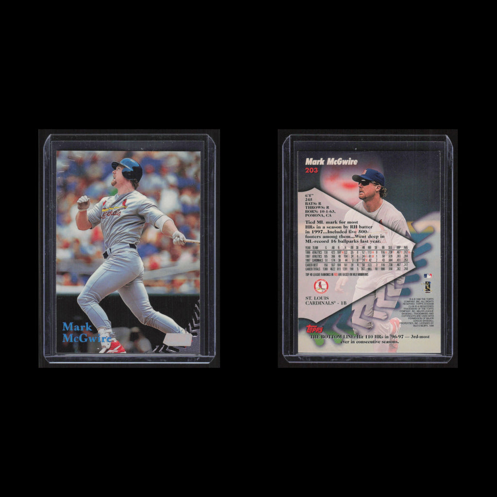 Mark McGwire #203 1998 Topps Stadium Club St. Louis Cardinals Baseball Card MLB