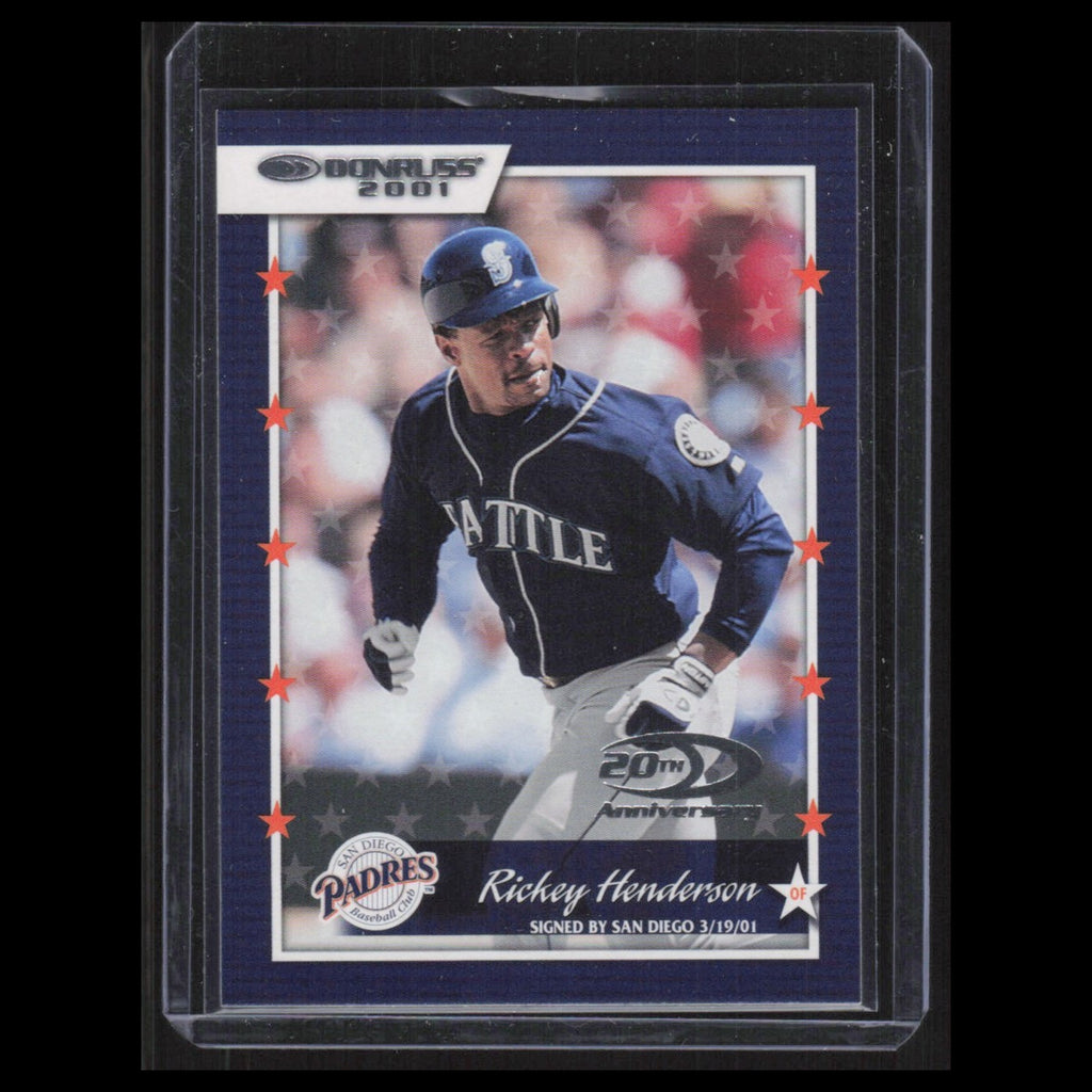 Rickey Henderson #21 2001 Donruss San Diego Padres Baseball Card MLB NM