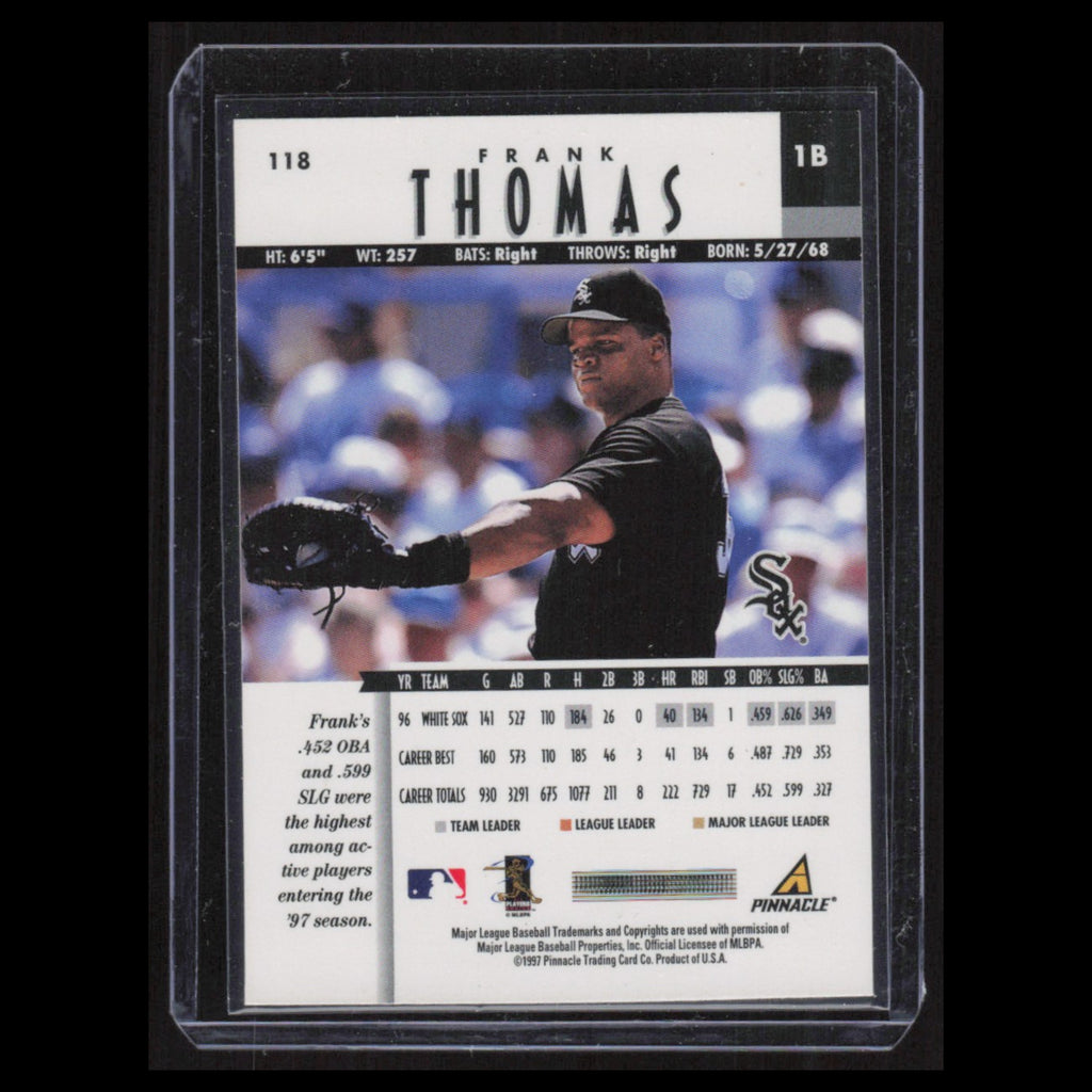 Frank Thomas #118 1997 New Pinnacle Chicago White Sox Baseball Card MLB NM