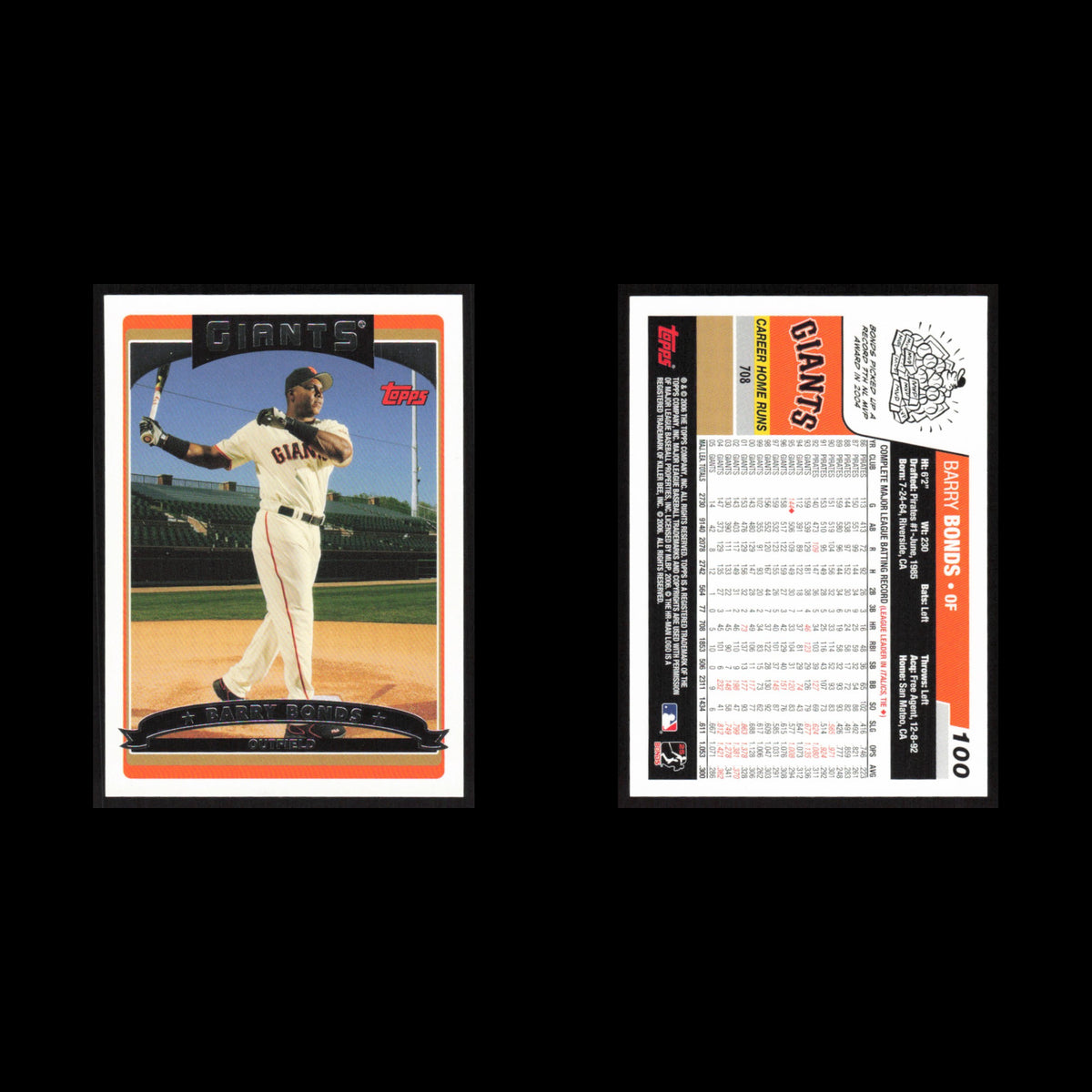 Barry Bonds #100 2006 Topps San Francisco Giants Baseball Card MLB NM