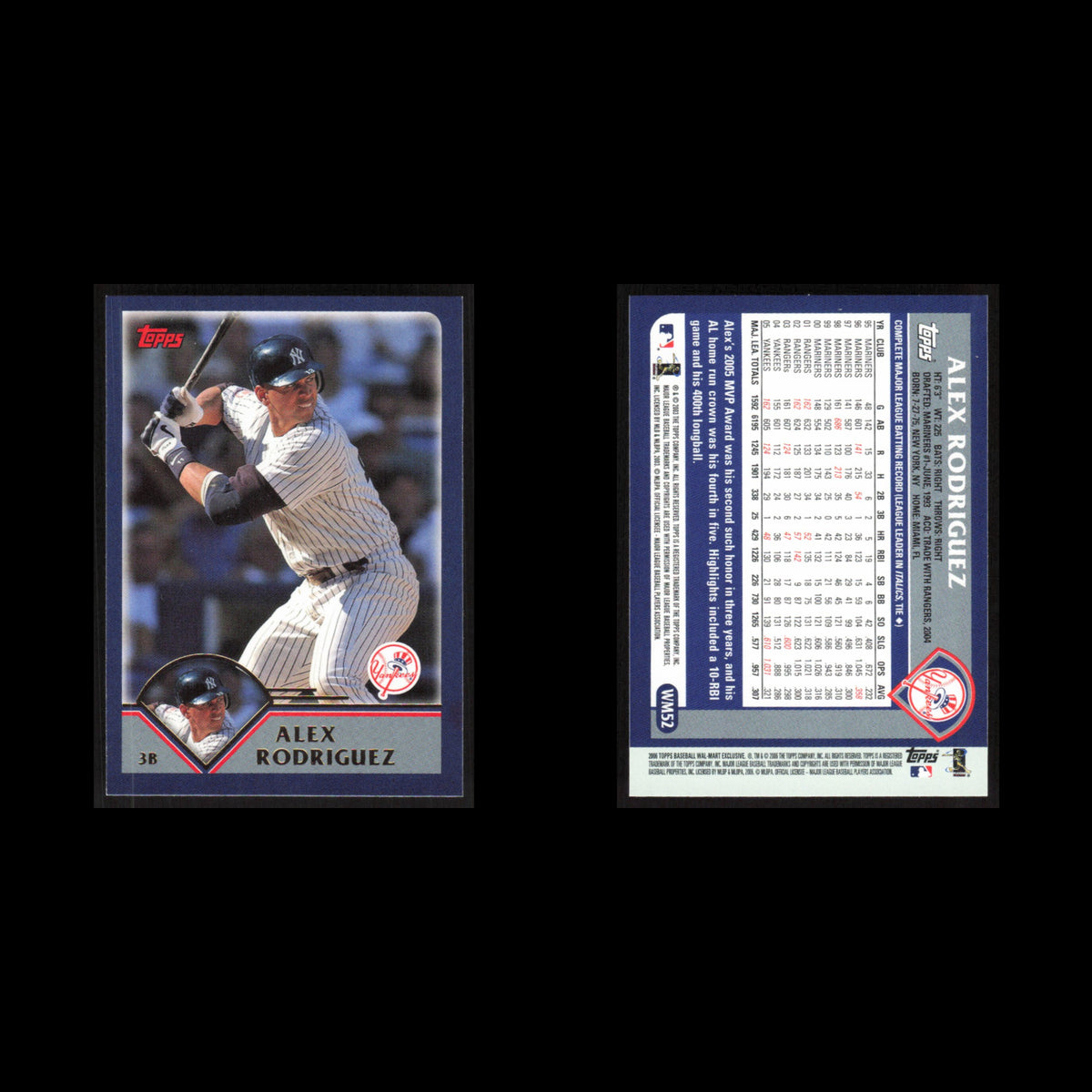 Alex Rodriguez #WM52 2006 Topps Walmart New York Yankees Baseball Card MLB NM