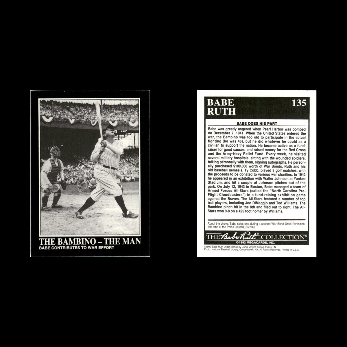 Babe Ruth #135 1992 Megacards Babe Ruth New York Yankees Baseball Card MLB NM