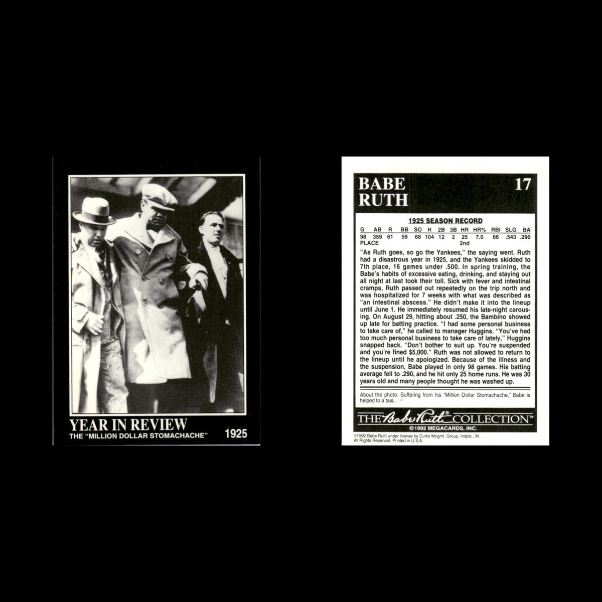 Babe Ruth #17 1992 Megacards Babe Ruth New York Yankees Baseball Card MLB NM