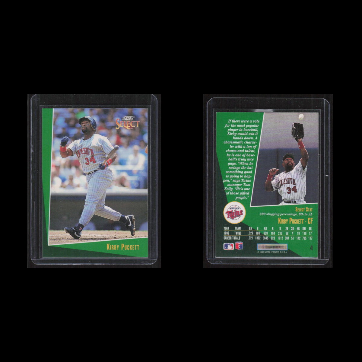 Kirby Puckett #4 1992 Score Select Minnesota Twins Baseball Card MLB NM
