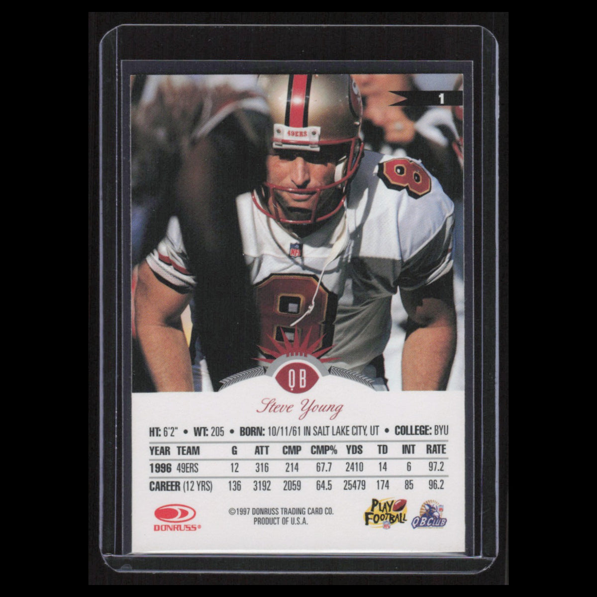Steve Young #1 1997 Leaf San Francisco 49ers Football Card NFL NM