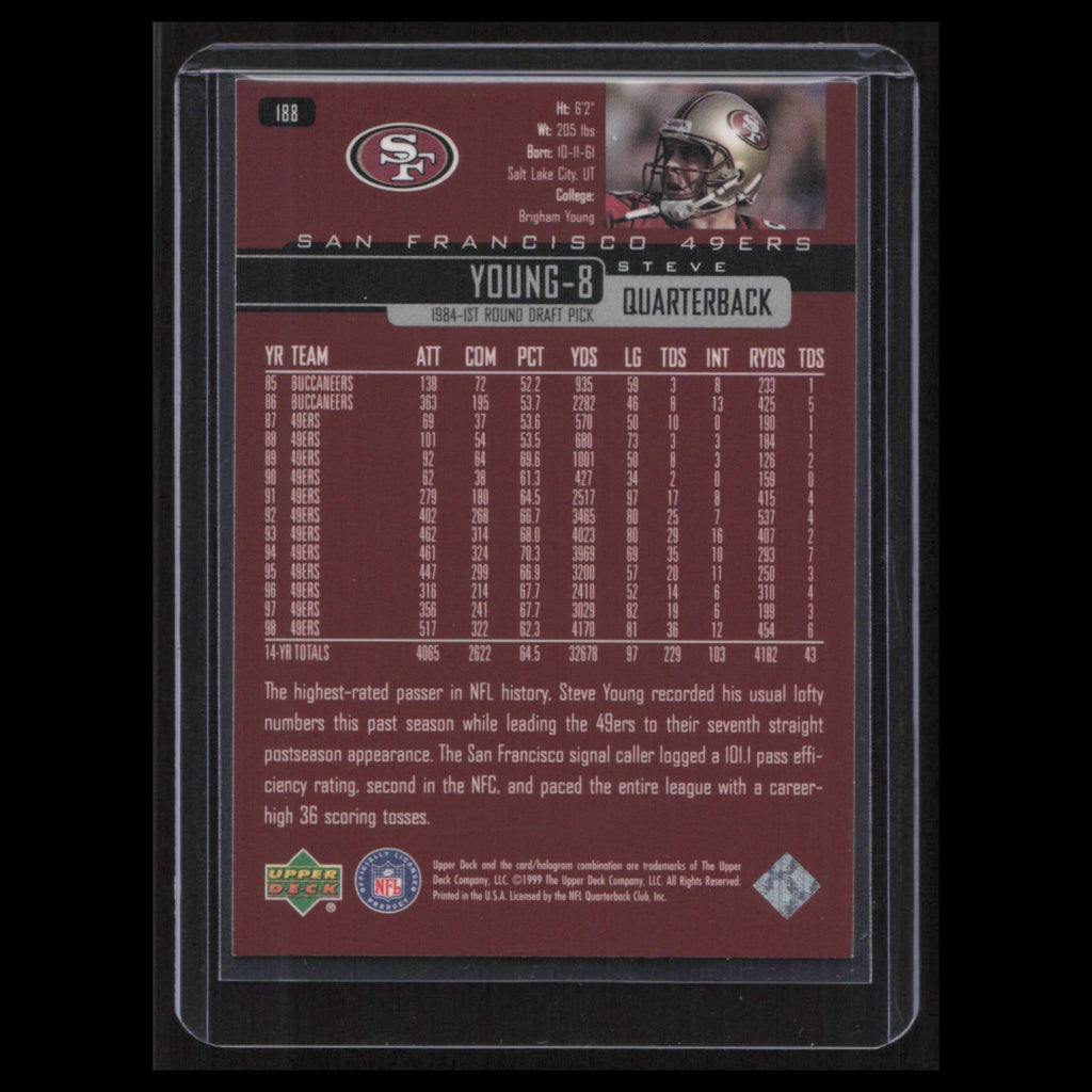 Steve Young #188 1999 Upper Deck San Francisco 49ers Football Card NFL NM