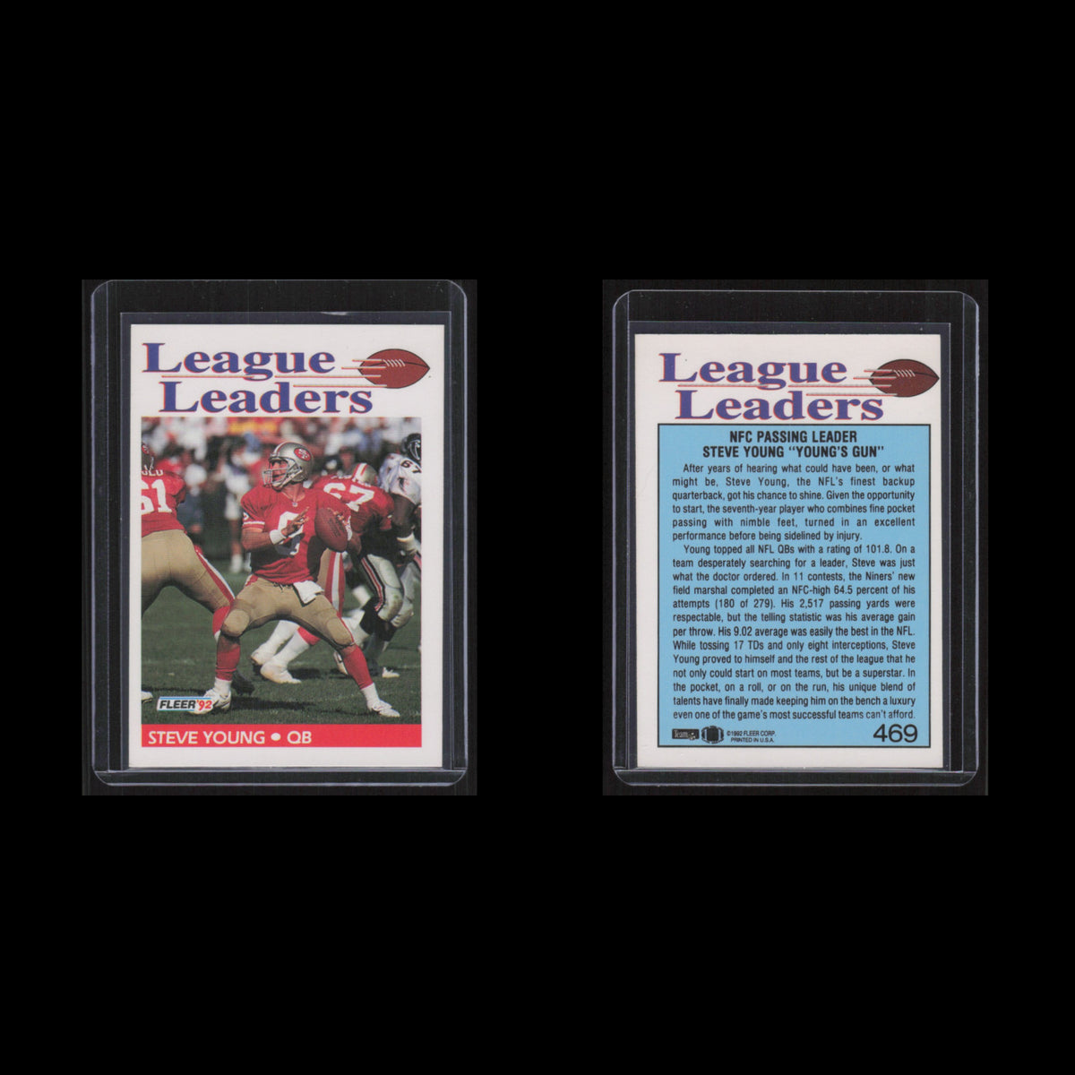 Steve Young #469 1992 Fleer San Francisco 49ers Football Card NFL NM