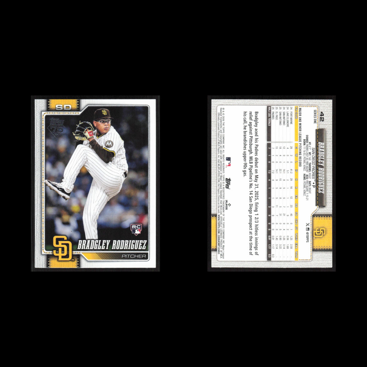 Bradgley Rodriguez Rookie #42 2026 Topps San Diego Padres Baseball Card MLB NM