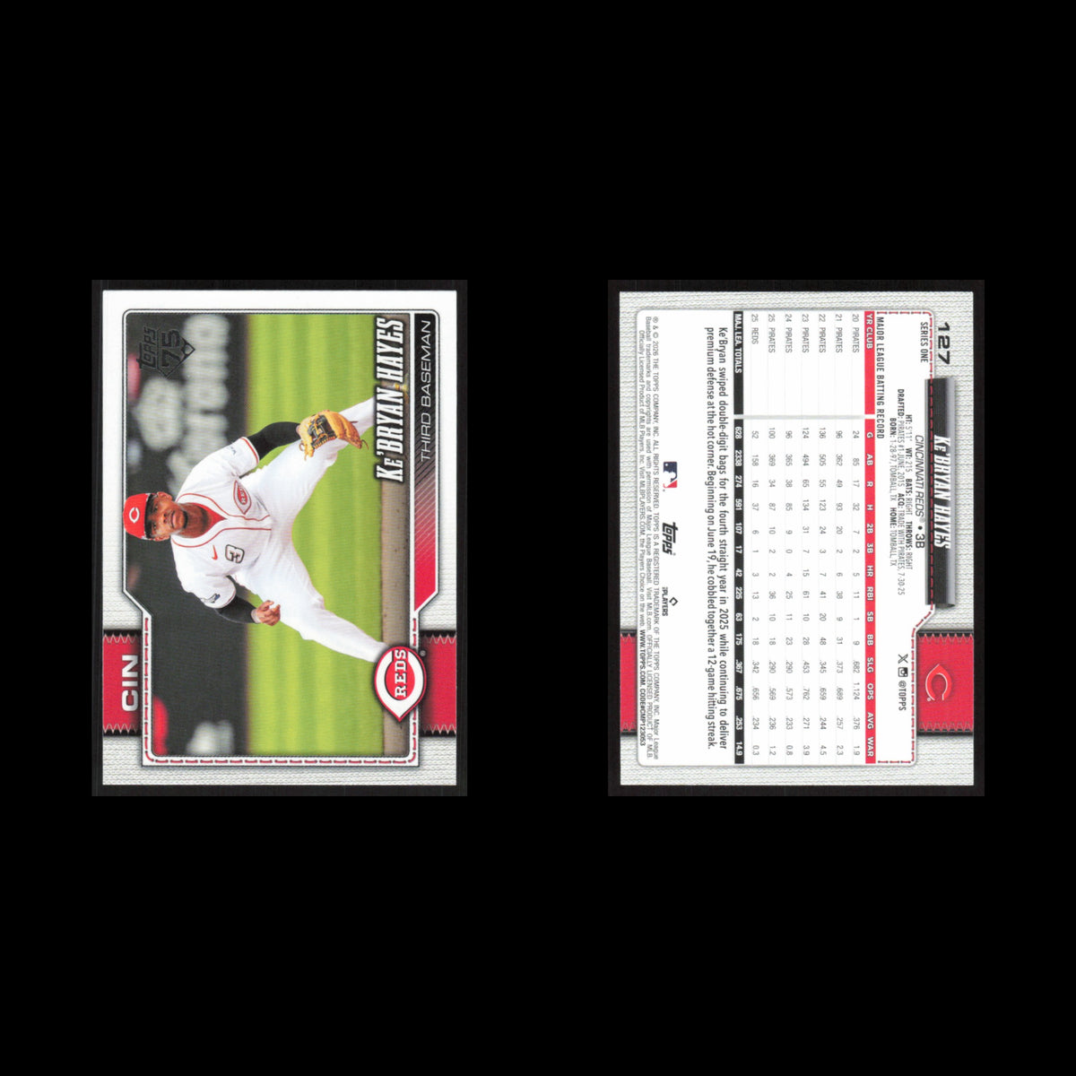KeBryan Hayes #127 2026 Topps Cincinnati Reds Baseball Card MLB NM