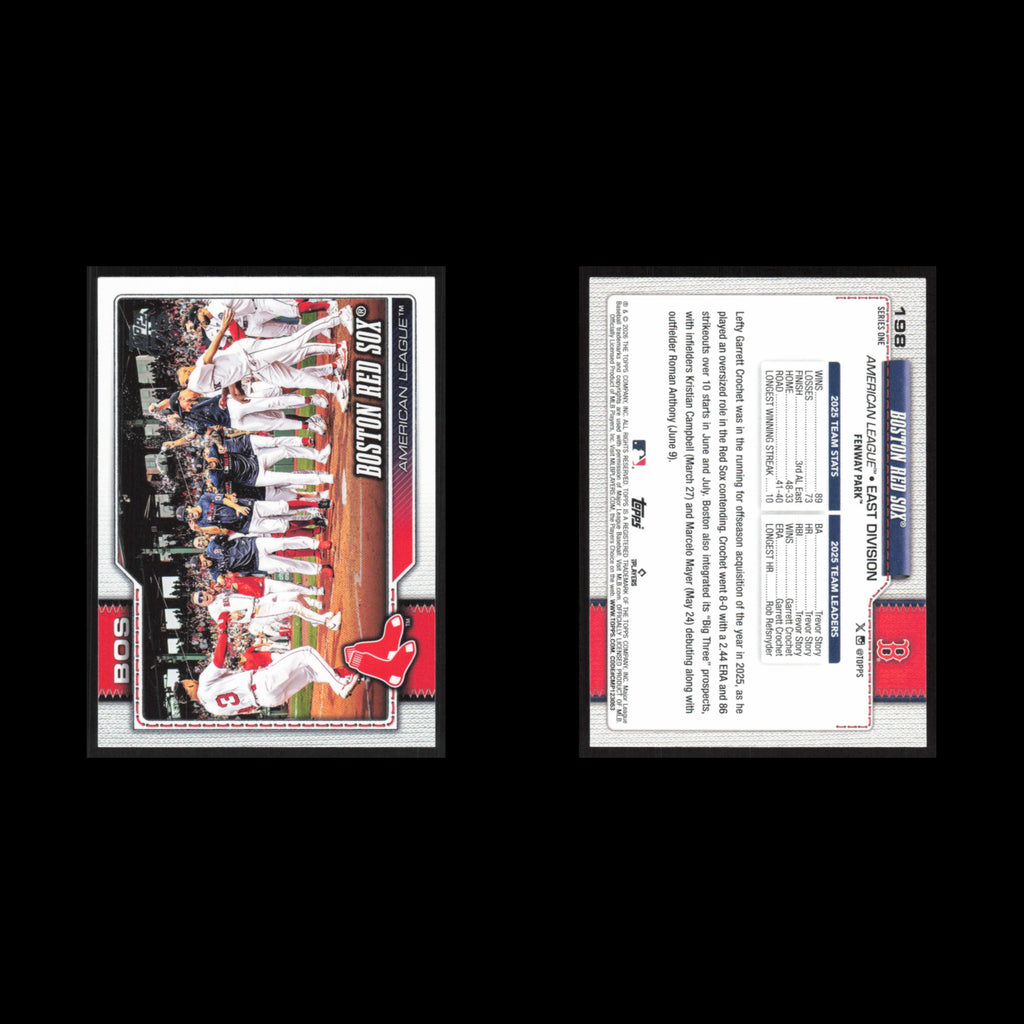 Team Card #198 2026 Topps Boston Red Sox Baseball Card MLB NM