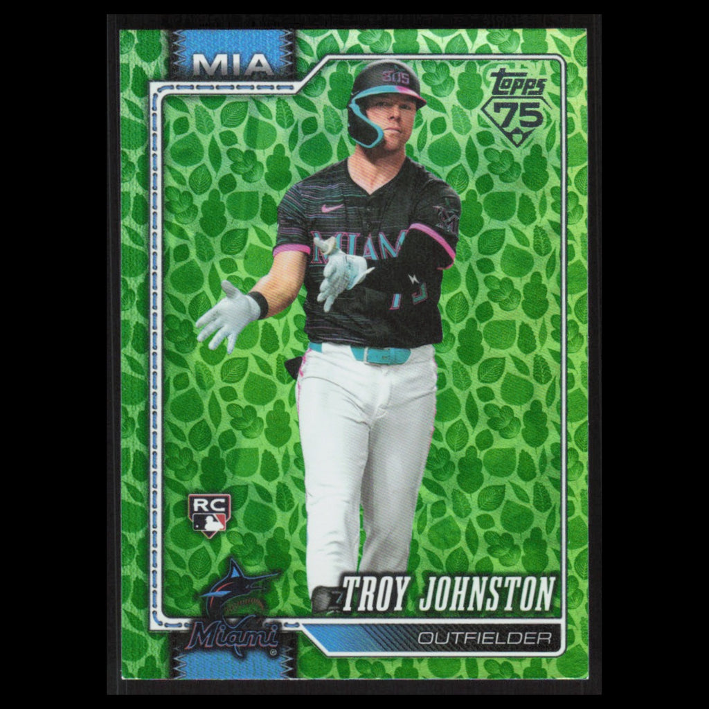 Troy Johnston Rookie #317 2026 Topps Green Foil Miami Marlins Baseball Card MLB