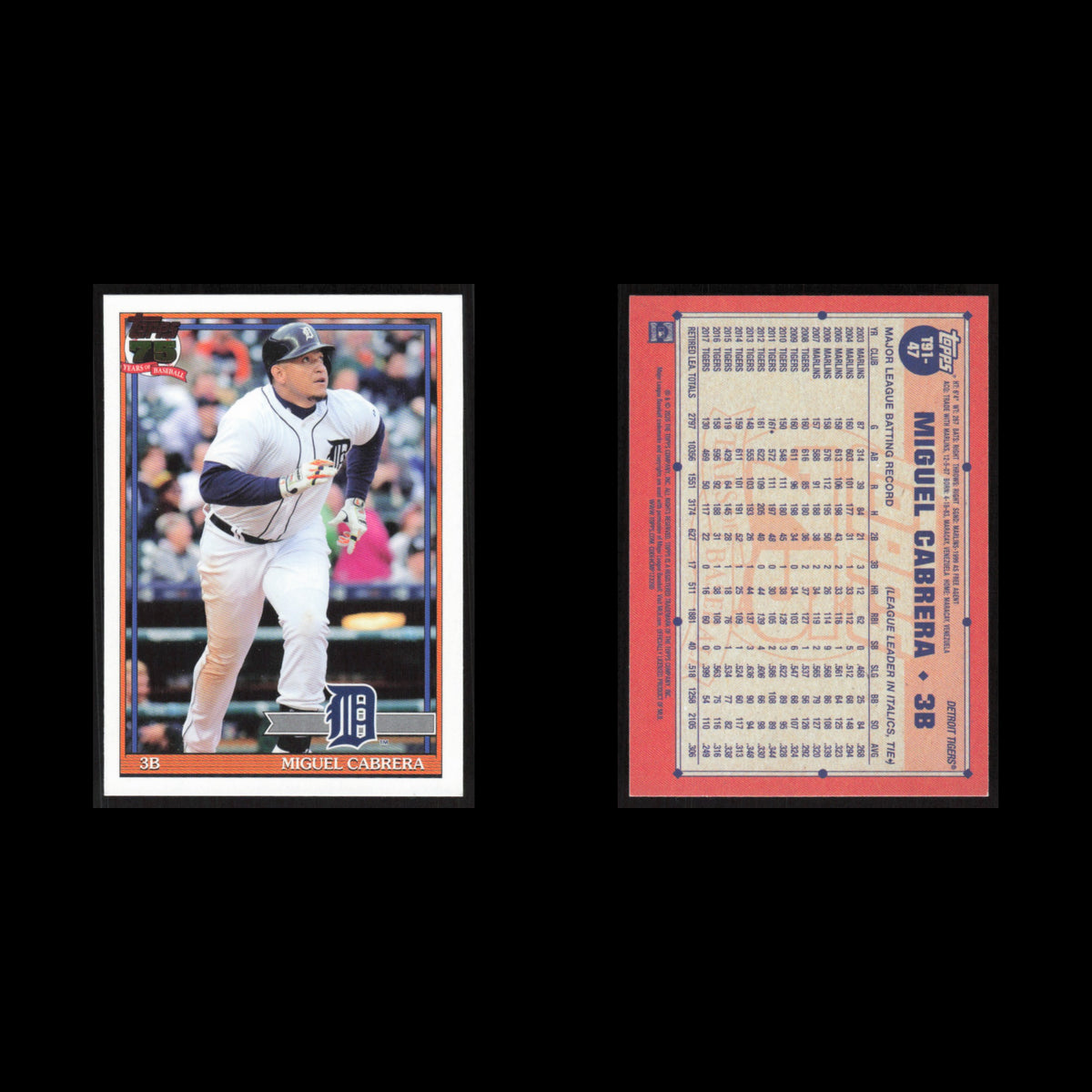 Miguel Cabrera #T91-47 2026 Topps 1991 Detroit Tigers Baseball Card MLB NM