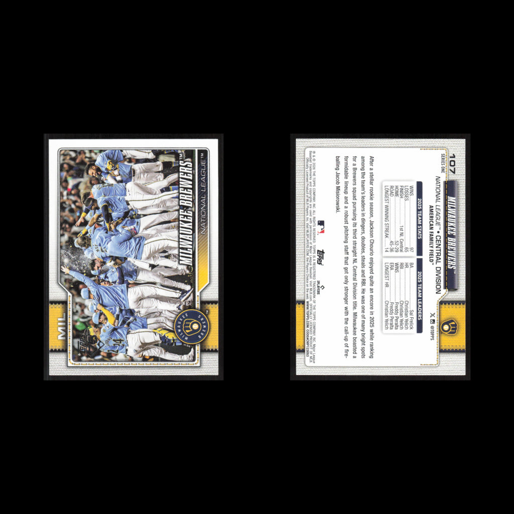 Team Card #107 2026 Topps Milwaukee Brewers Baseball Card MLB NM
