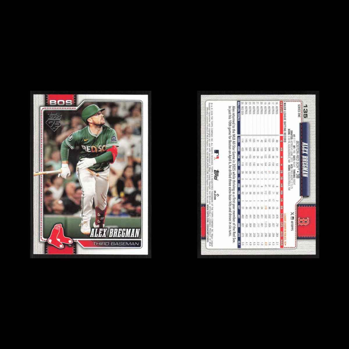 Alex Bregman #135 2026 Topps Boston Red Sox Baseball Card MLB NM