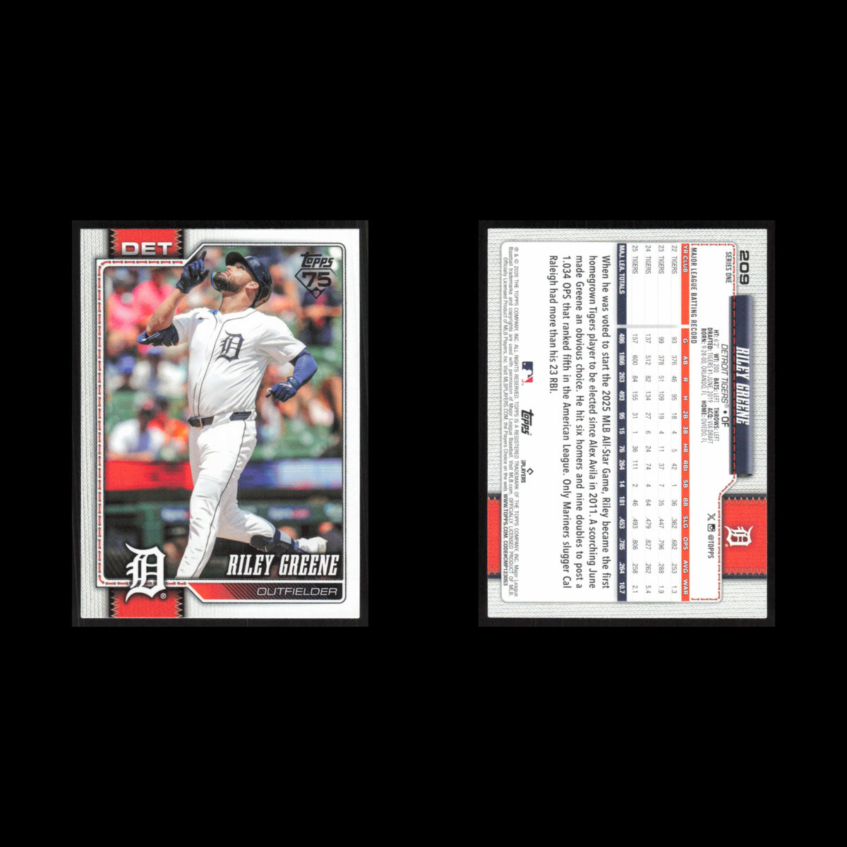 Riley Greene #209 2026 Topps Detroit Tigers Baseball Card MLB NM