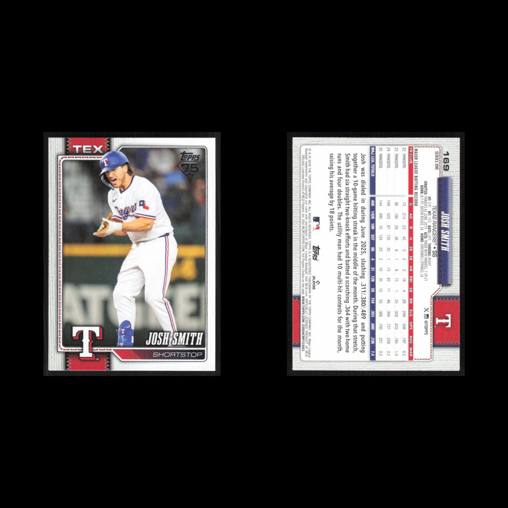 Josh Smith #169 2026 Topps Texas Rangers Baseball Card MLB NM