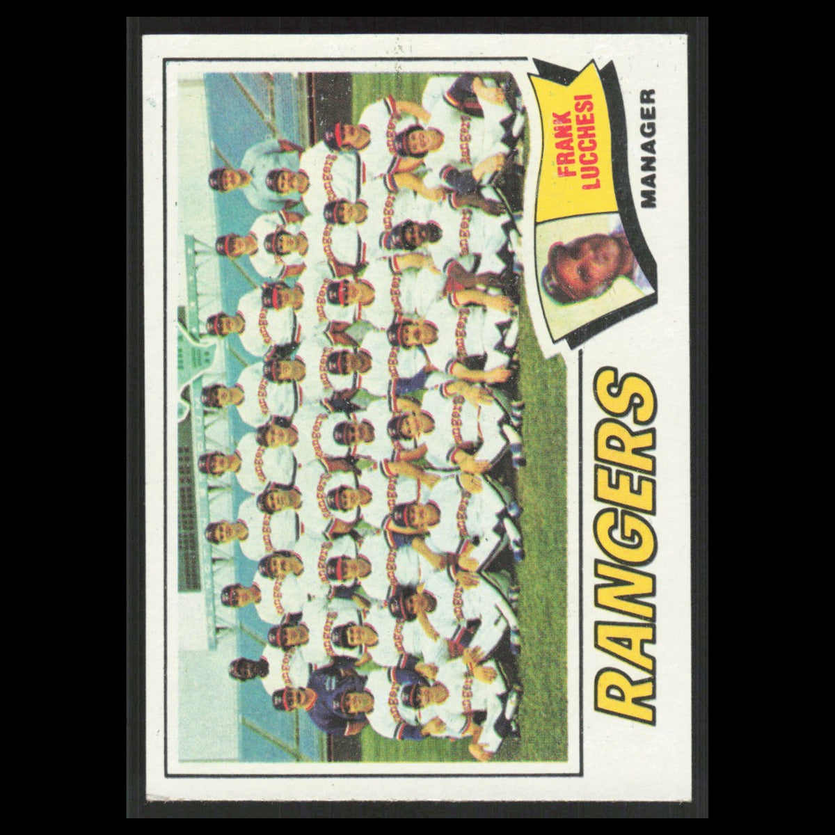 Texas Rangers - Frank Lucchesi #428 1977 Topps Unmarked Checklist Baseball Card