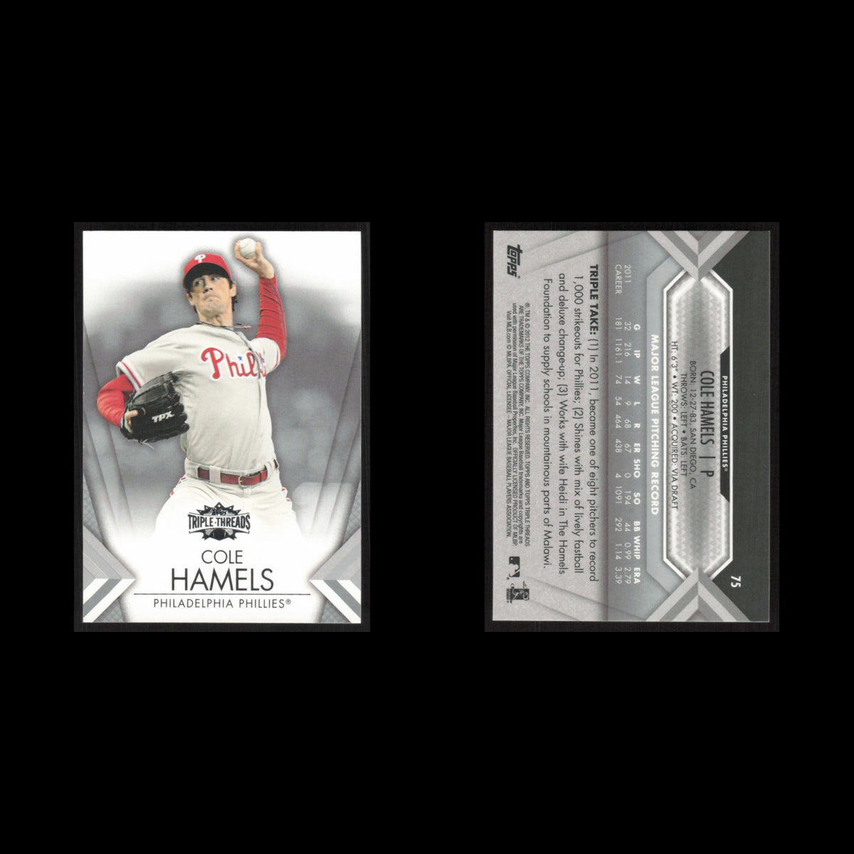 Cole Hamels #75 2012 Topps Triple Threads Philadelphia Phillies Baseball Card NM