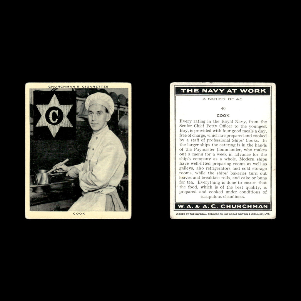 Cook #40 1937 Churchman Tobacco Card The Navy At Work VG