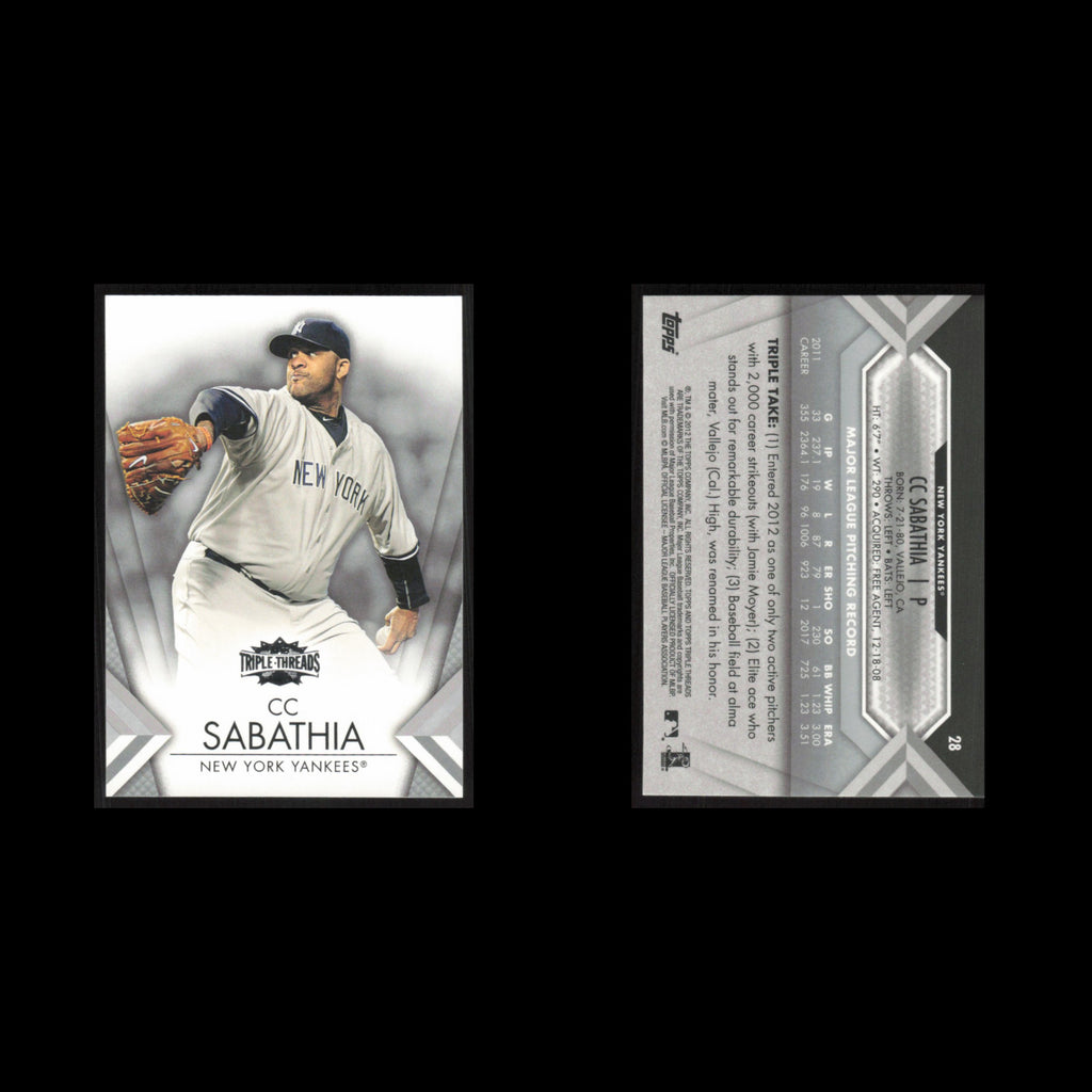 CC Sabathia #28 2012 Topps Triple Threads New York Yankees Baseball Card MLB NM