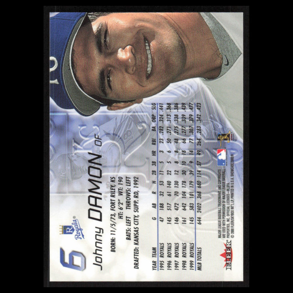 Johnny Damon #6 2000 Fleer Showcase Kansas City Royals Baseball Card MLB NM