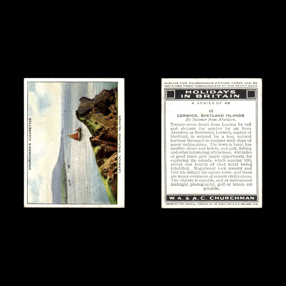Lerwick Shetland Islands #48 1938 Churchman Tobacco Card Holidays In Britain