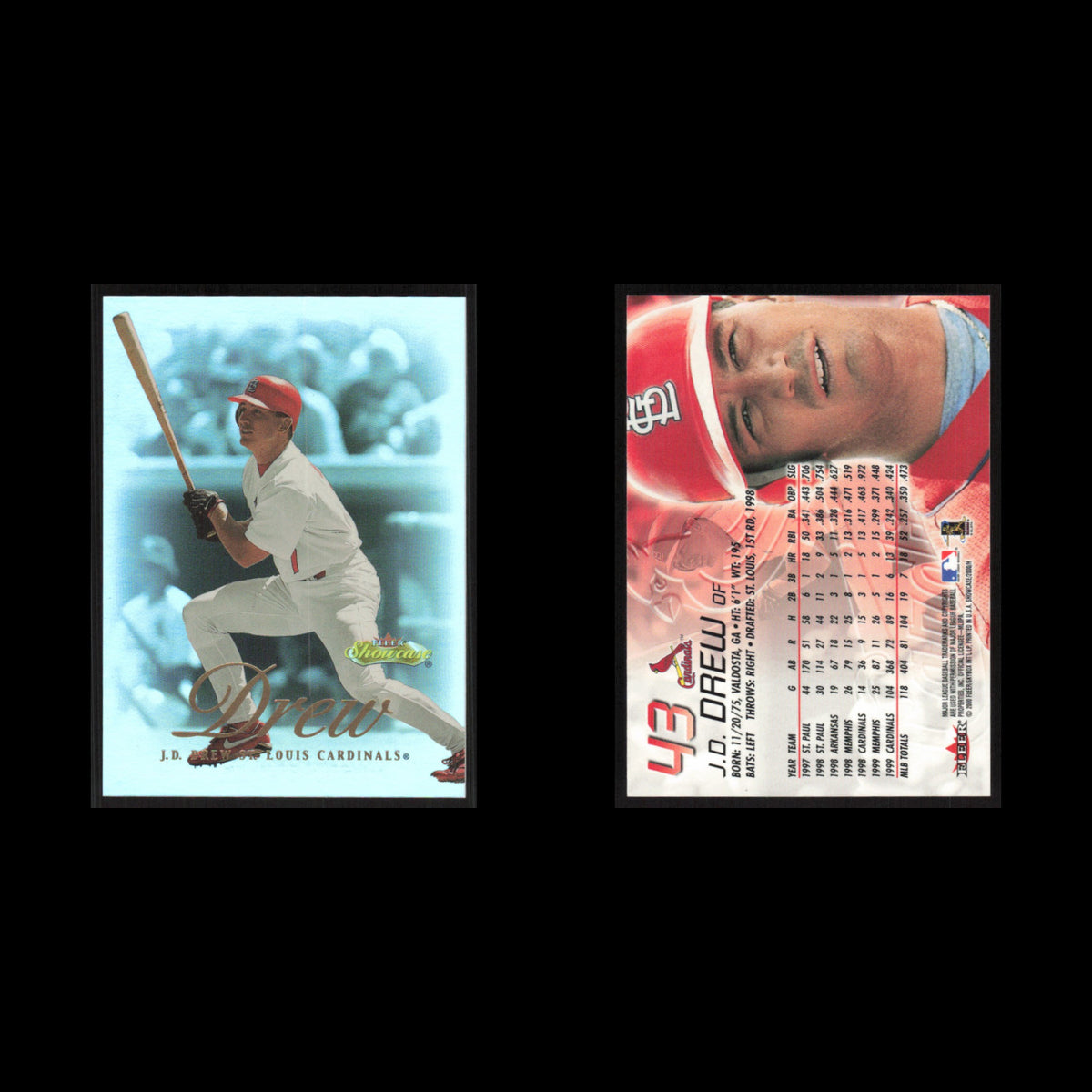 J.D. Drew #43 2000 Fleer Showcase St. Louis Cardinals Baseball Card MLB NM