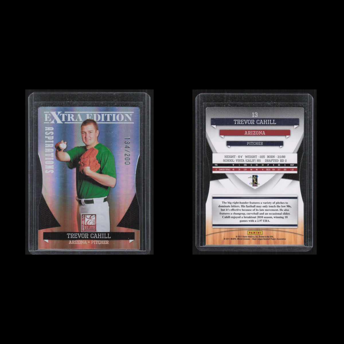 Trevor Cahill /200 #13 2011 Donruss Elite Extra Edition Aspirations Die Cut Card