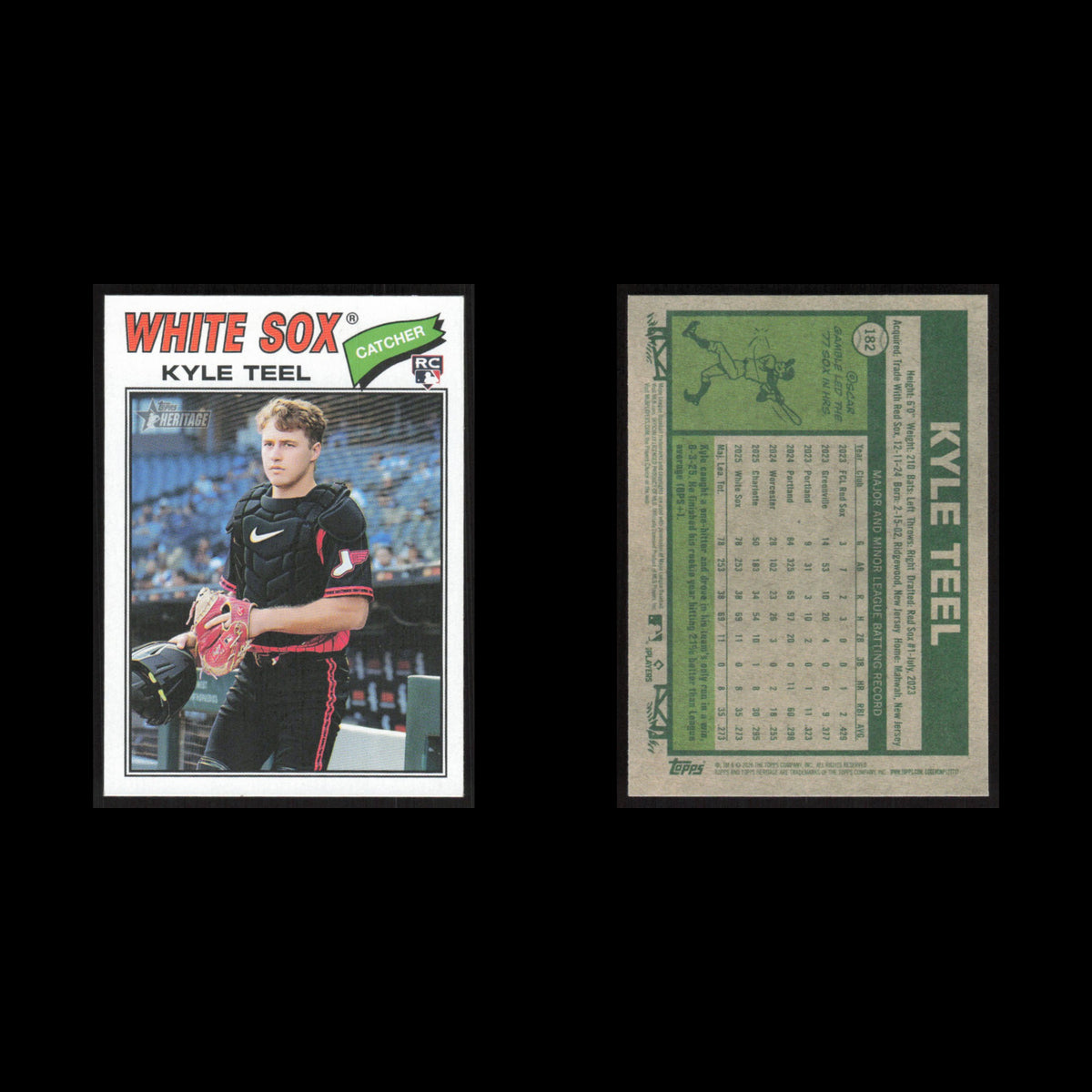 Kyle Teel Rookie #182 2026 Topps Heritage Chicago White Sox Baseball Card MLB NM