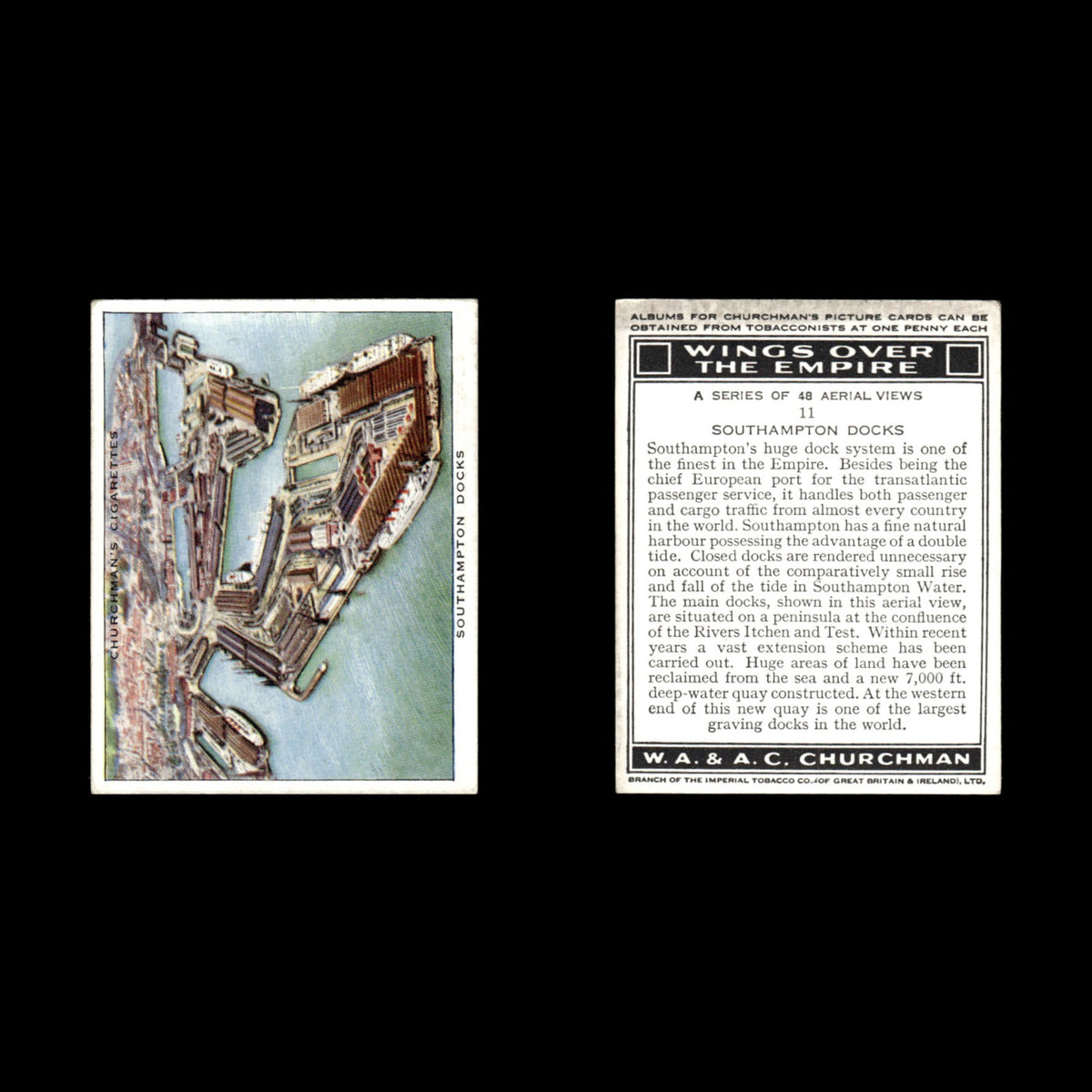 Southampton Docks #11 1939 Churchmans Cigarettes Wings Over The Empire Baseball
