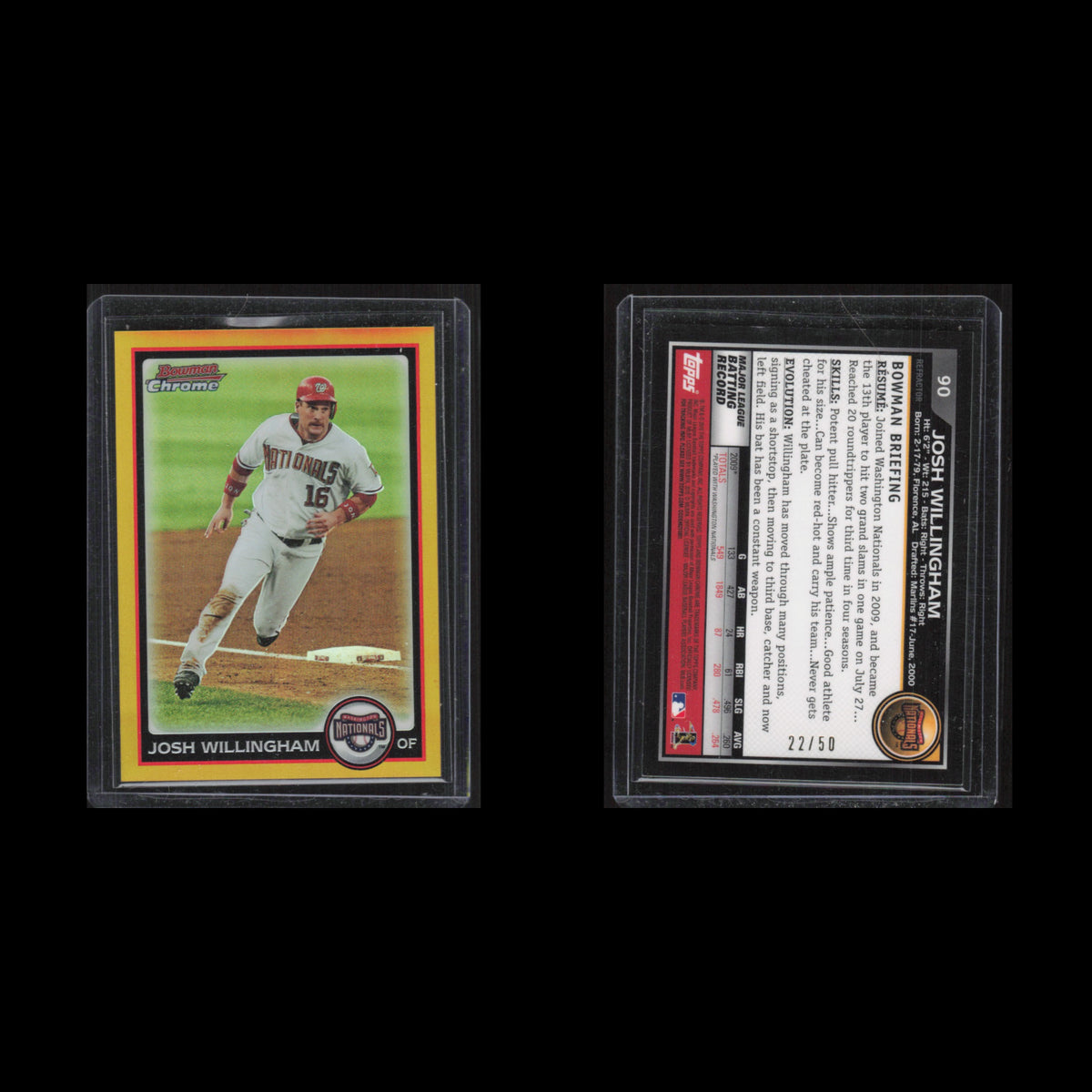 Josh Willingham /50 #90 2010 Bowman Chrome Gold Refractors Washington Nationals