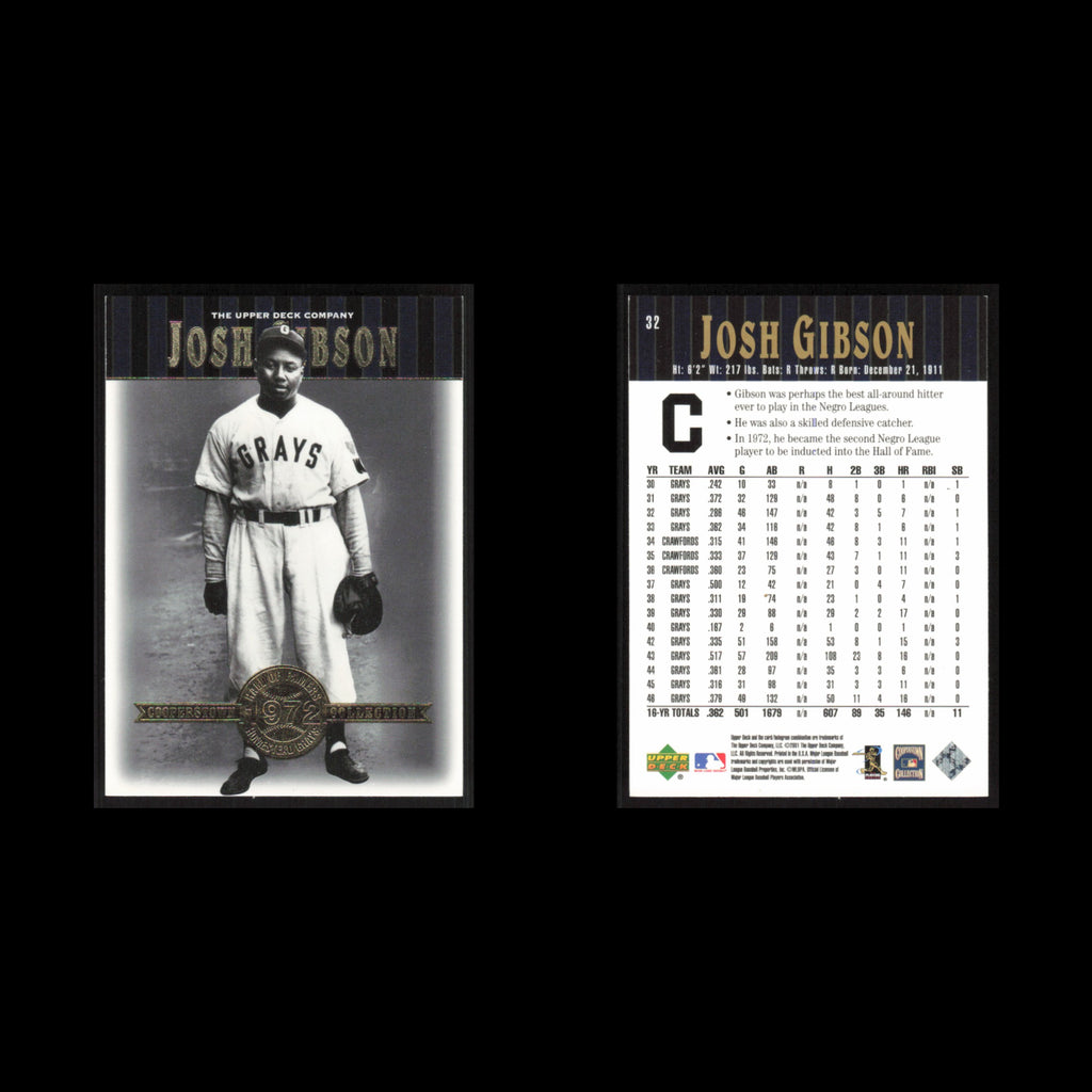 Josh Gibson #32 2001 Upper Deck Hall of Famers Pittsburgh Crawfords Baseball MLB