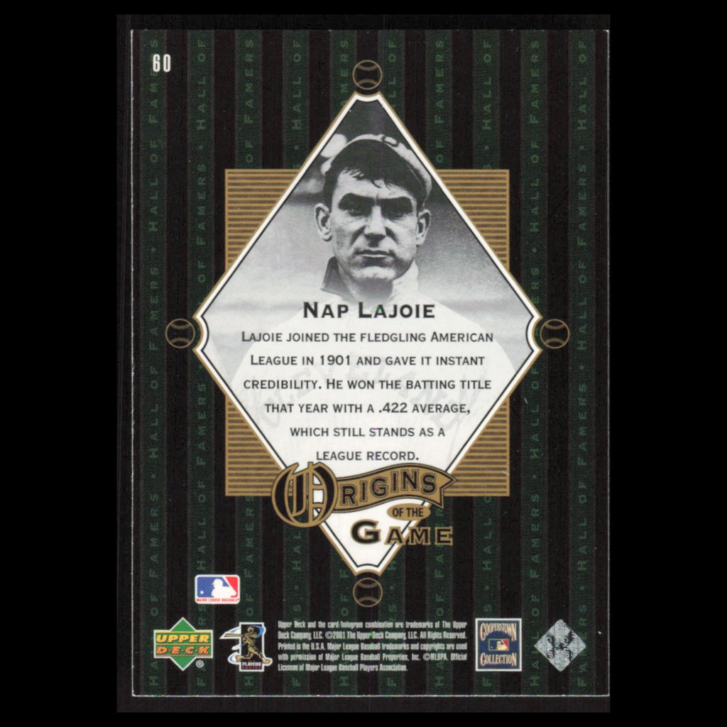 Nap Lajoie #60 2001 Upper Deck Hall of Famers Cleveland Indians Baseball Card NM