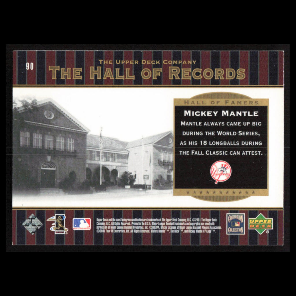 Mickey Mantle #90 2001 Upper Deck Hall of Famers New York Yankees Baseball Card