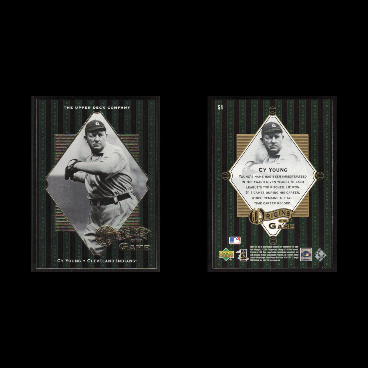 Cy Young #54 2001 Upper Deck Hall of Famers Cleveland Indians Baseball Card MLB