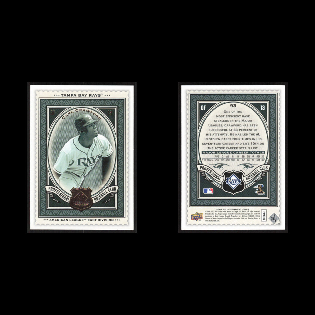 Carl Crawford #93 2009 Upper Deck Legendary Tampa Bay Rays Baseball Card MLB NM