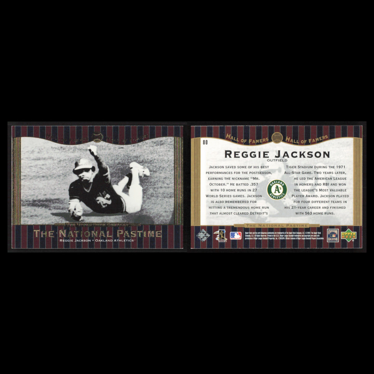 Reggie Jackson #80 2001 Upper Deck Hall of Famers Oakland Athletics Baseball MLB