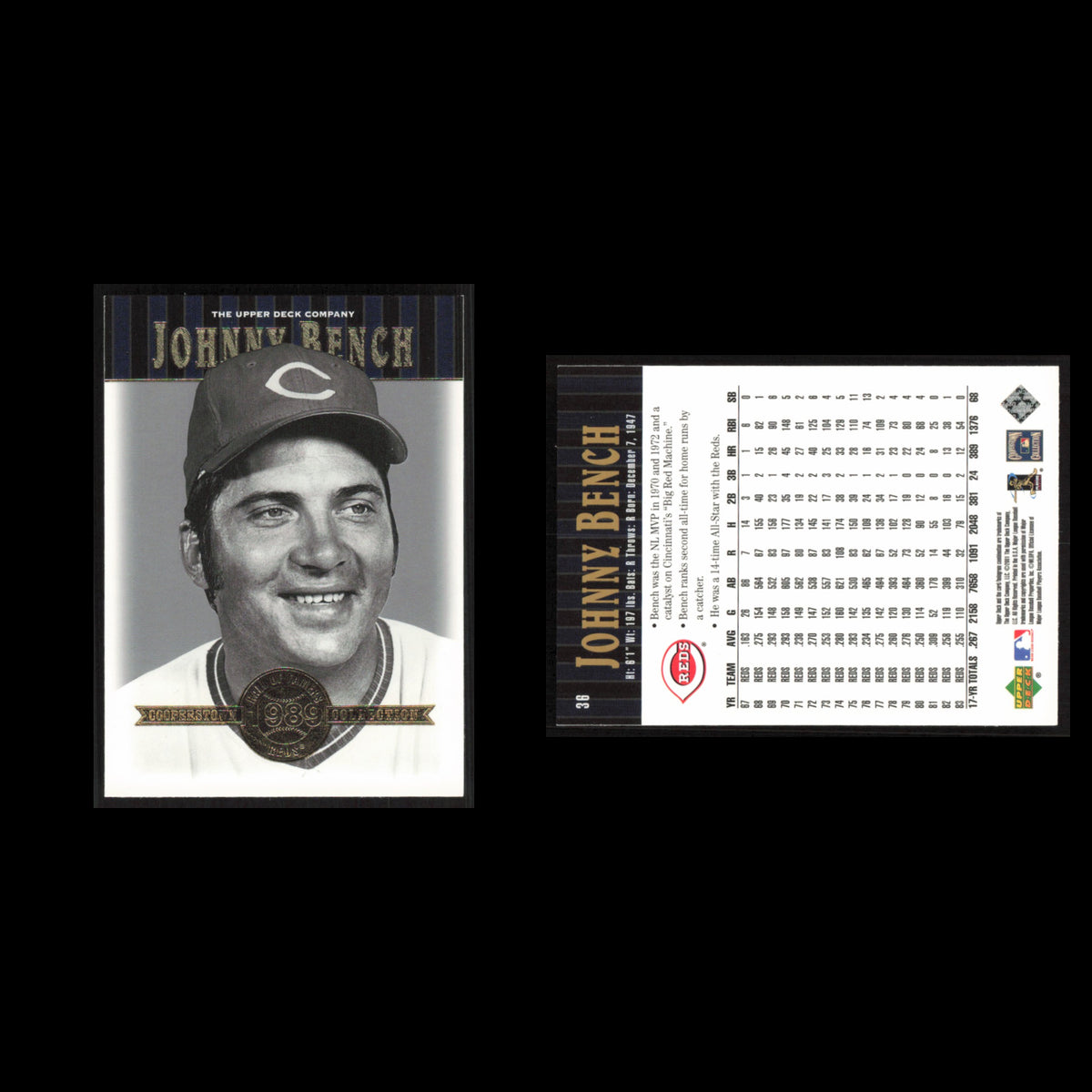 Johnny Bench #36 2001 Upper Deck Hall of Famers Cincinnati Reds Baseball Card NM