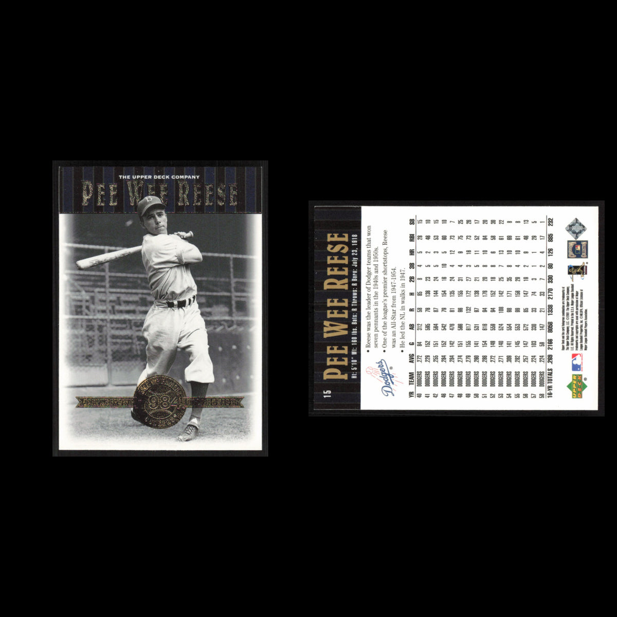 Pee Wee Reese #15 2001 Upper Deck Hall of Famers Brooklyn Dodgers Baseball Card