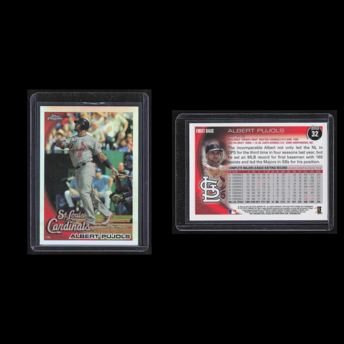 Albert Pujols #32 2010 Topps Chrome St. Louis Cardinals Baseball Card MLB NM