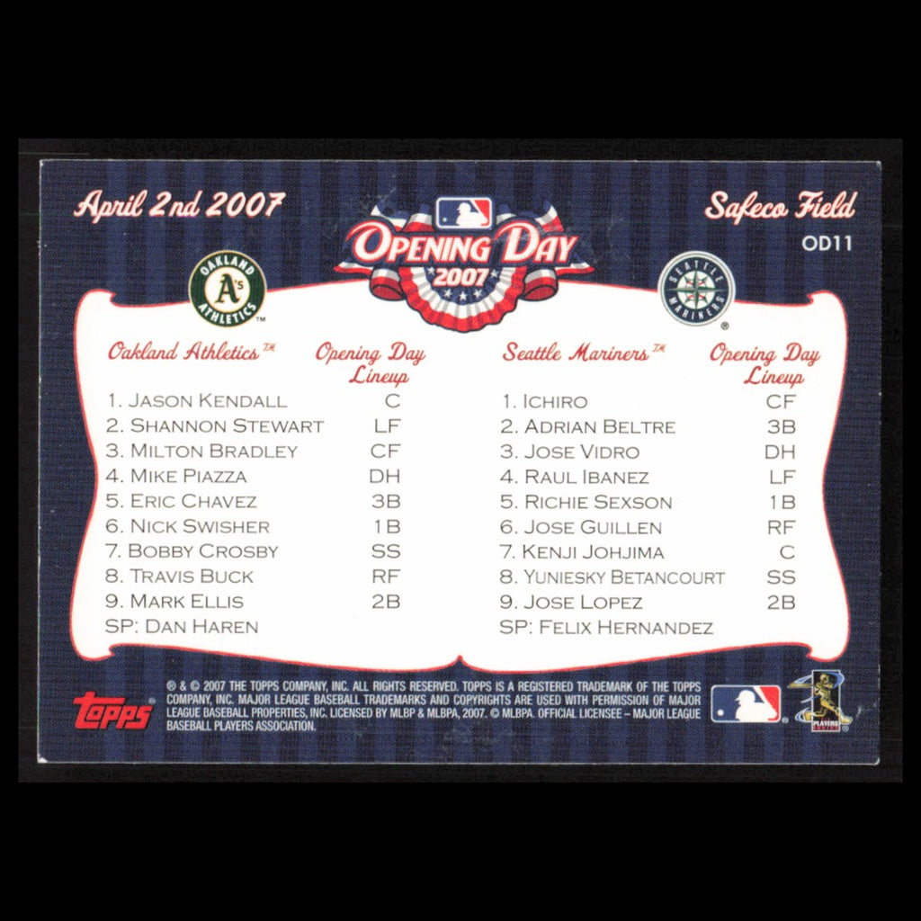 Safeco Field #OD11 2007 Topps Opening Day As v Mariners Baseball Card MLB NM