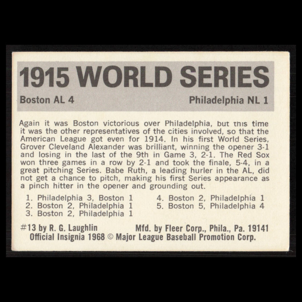 1915 Phillies vs Red Sox #13 1971 Fleer Laughlin World Series Baseball Card MLB