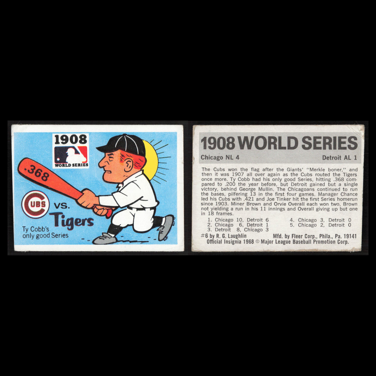 1908 Chicago Cubs v Detroit Tigers #6 1971 Fleer Laughlin World Series Baseball
