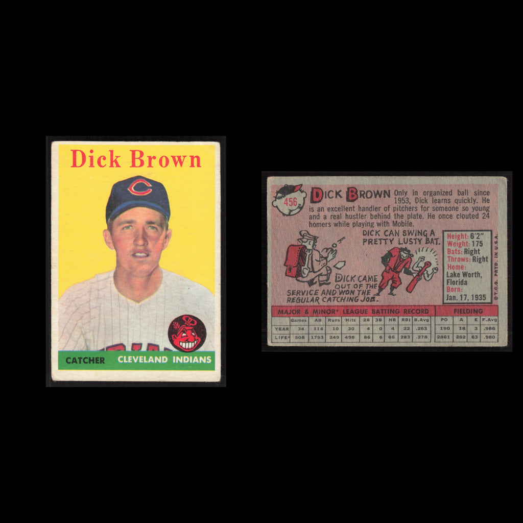 Dick Brown Rookie #456 1958 Topps Cleveland Indians Baseball Card MLB NM