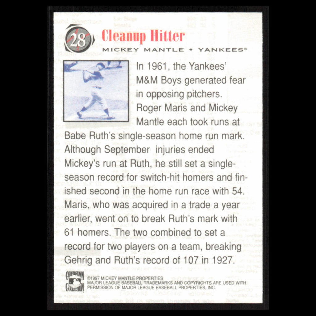 Mickey Mantle #28 1997 Scoreboard Mickey Mantle New York Yankees Baseball Card